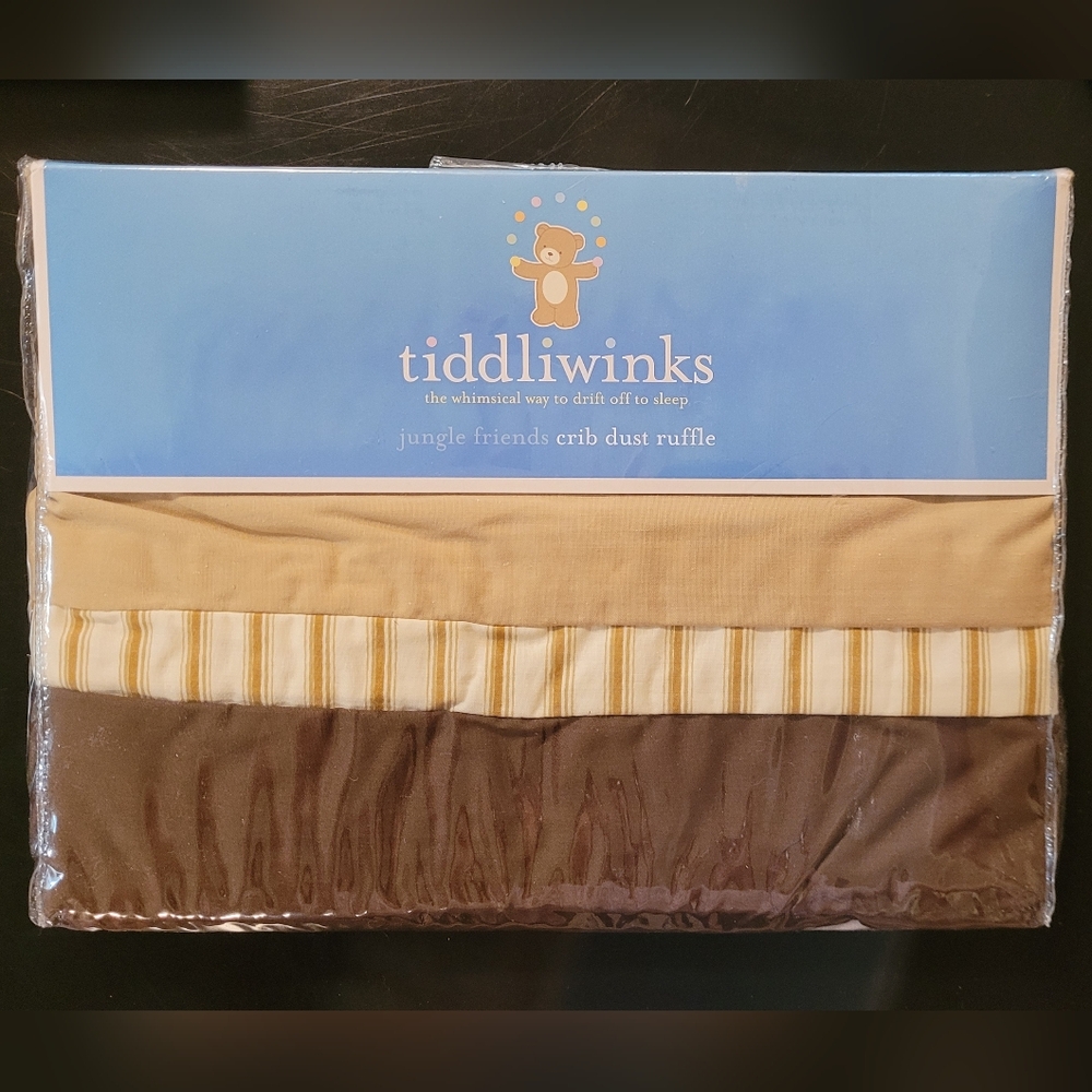 Tiddliwinks - Jungle Friends Crib Dust Ruffle - Brown and Tan